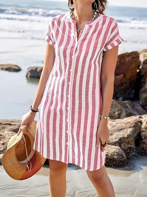 vertical striped t shirt dress Women's T-Shirt Dress - Striped
