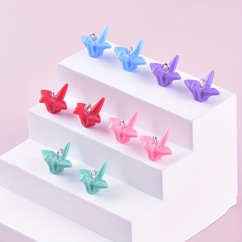 10pcs Crane Resin Charms Earrings Necklace Jewelry Additions