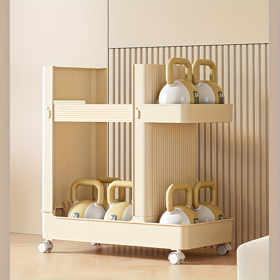 Portaoggetti Per Palestra Domestica Con Ruote - Supporto Per Tappetino Yoga E Attrezzatura Fitness