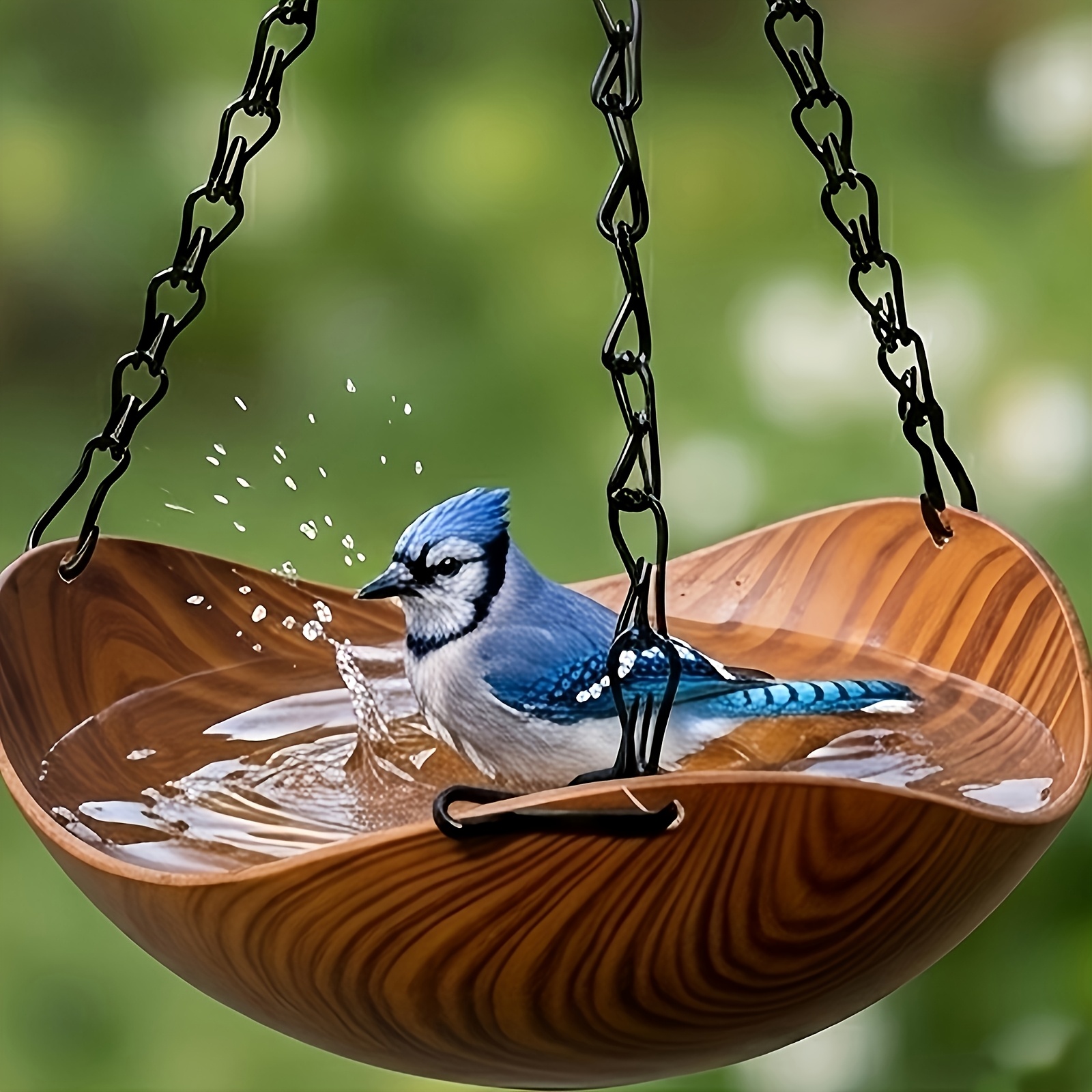 item picture 2pcs of hanging bird feeder and water pool   shaped   can   or food   with thick metal chains and stable hooks   suitable for   courtyards gardens or backyards and is effective in attracting birds