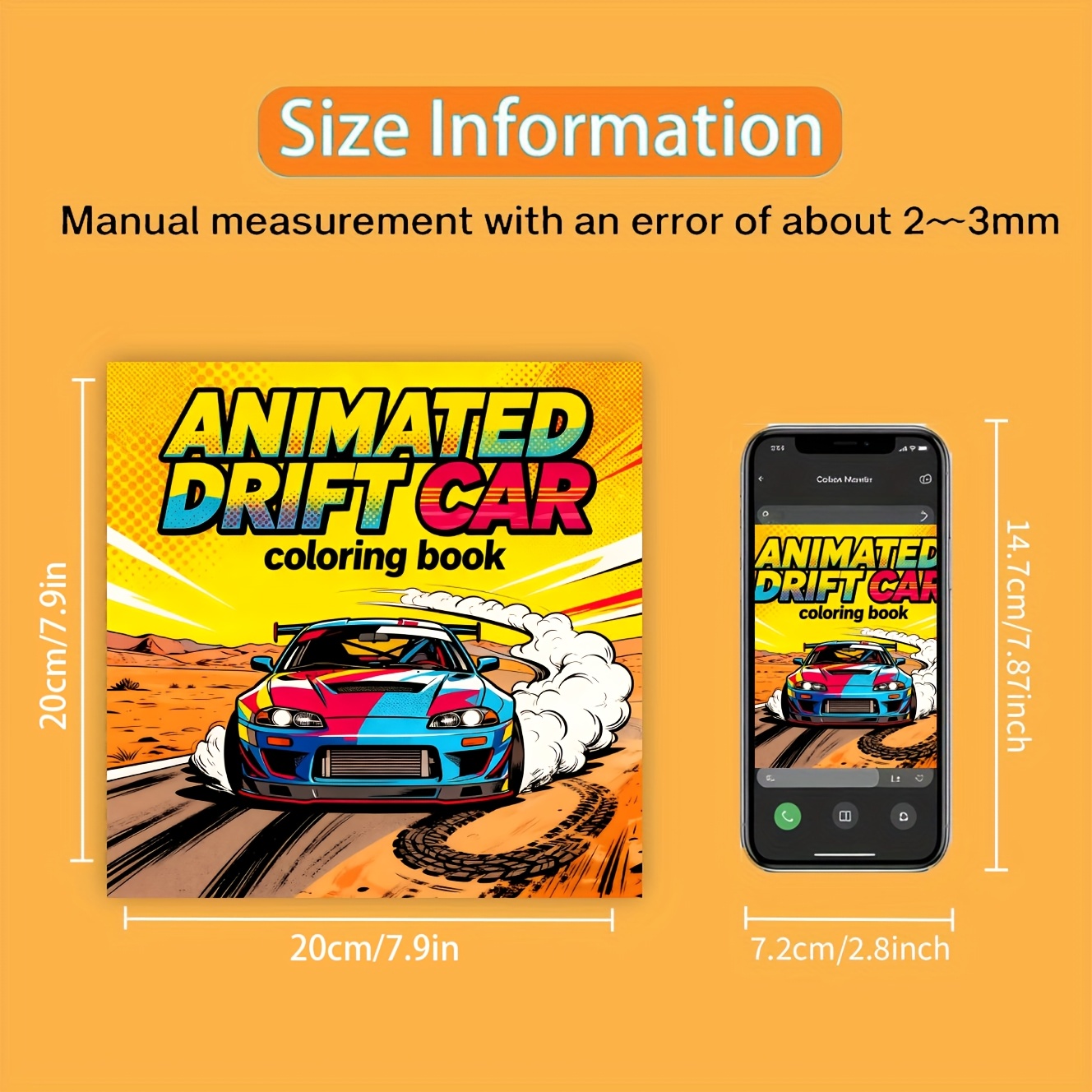 TEMU 2026 Style Original Upgraded 200mm X 200mm (7.87in X 7.87in) Car-themed Adult Coloring Book - 100g Thickened 24 Pages Single-sided Design With