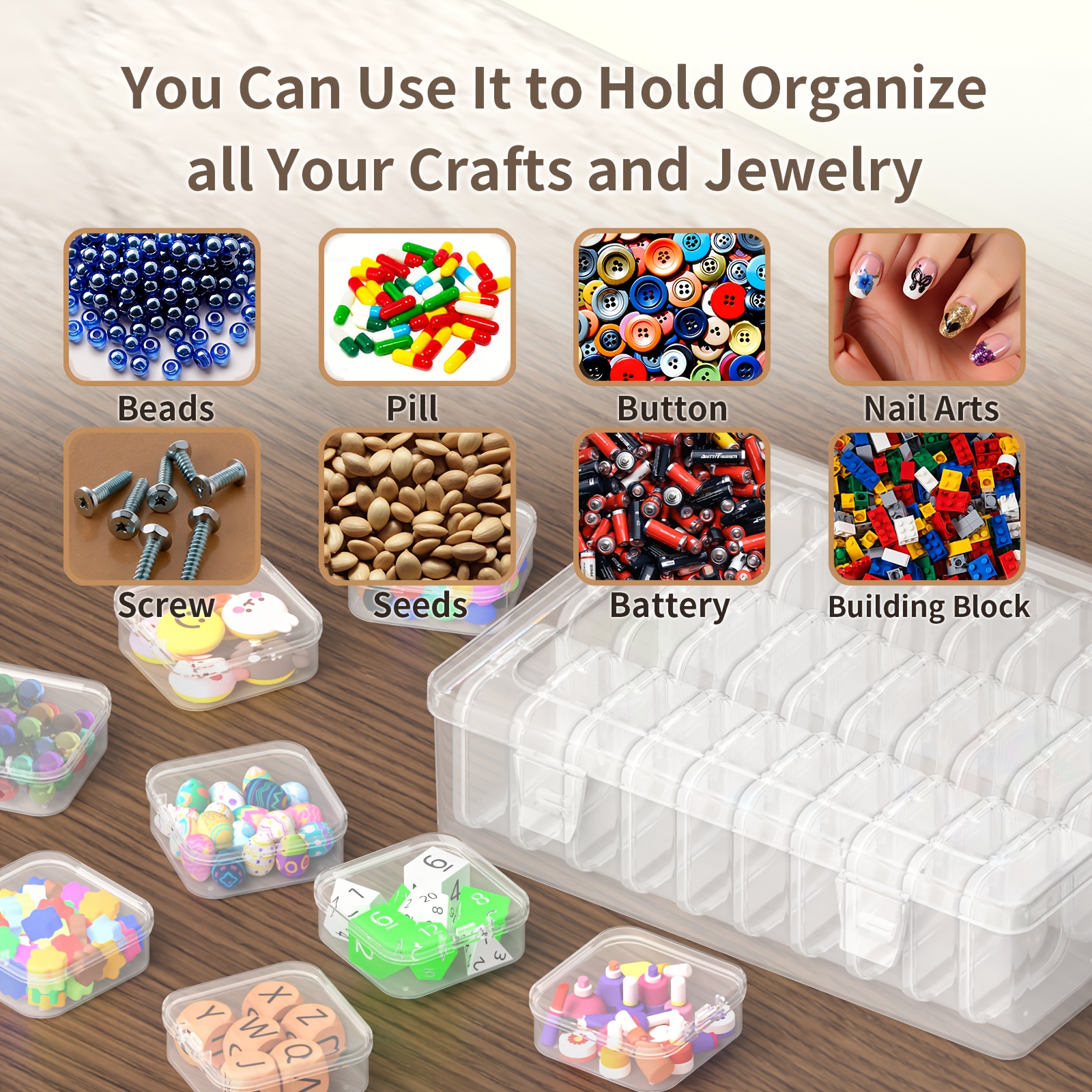 30 60pcs of small jewelry storage boxes and plastic storage boxes mini transparent jewelry storage boxes with opening and closing lids and rectangles for making   craft nails for bracelets Product details 3