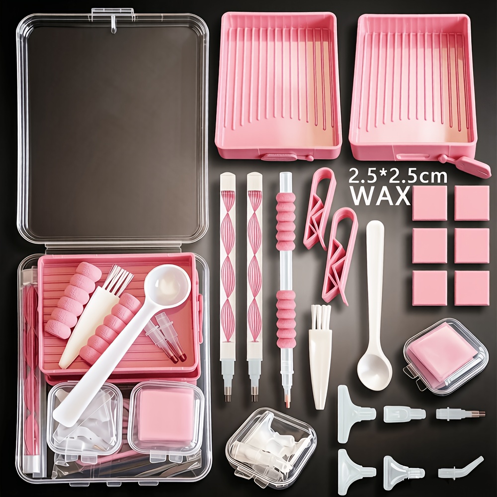 TEMU Kit d'outils de peinture diamant avec plateau de tri multifonctionnel, tampon à cire, stylo et accessoires pour les passionnés de loisirs