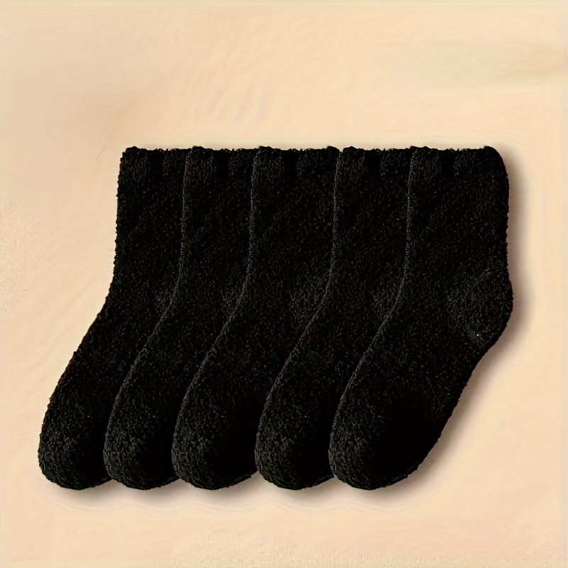 

5pcs Cozy Fuzzy Women's Floor Socks - Warm, Soft Polyester & Spandex For Autumn/winter, Machine Washable