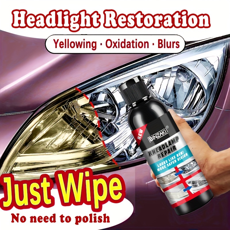 

Binzaki Universal Headlight Restoration Liquid - Repair Yellowing, Oxidation & Blurs, Easy Wipe-on Car Headlight Scratch Remover & Clearer