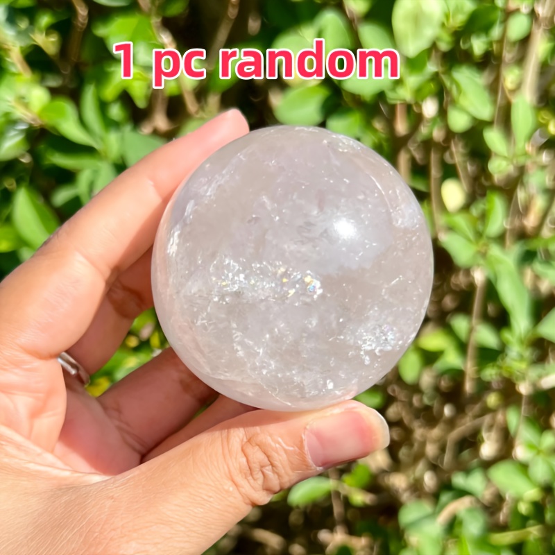 TEMU 1pc Phantom Random- Polished Gemstone Ball For Home Office Decor And Collectible Gift, Unique Internal Decoration Stone For Crystal Lovers And