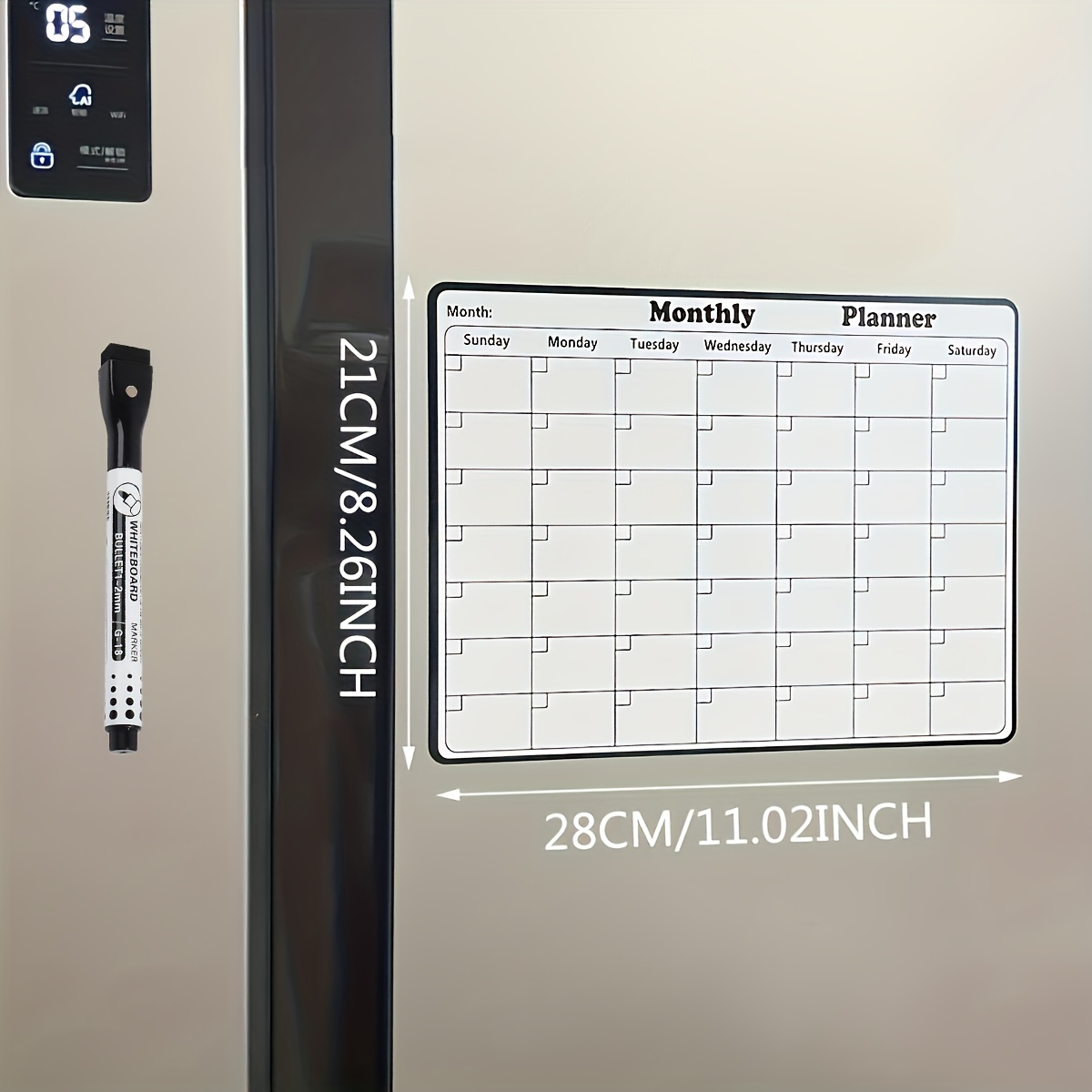 TEMU 1pc Magnetic Whiteboard Calendar With Magnetic Dry Erase Surface - Magnetic Refrigerator Planner, Monthly/weekly/schedule For Organization,