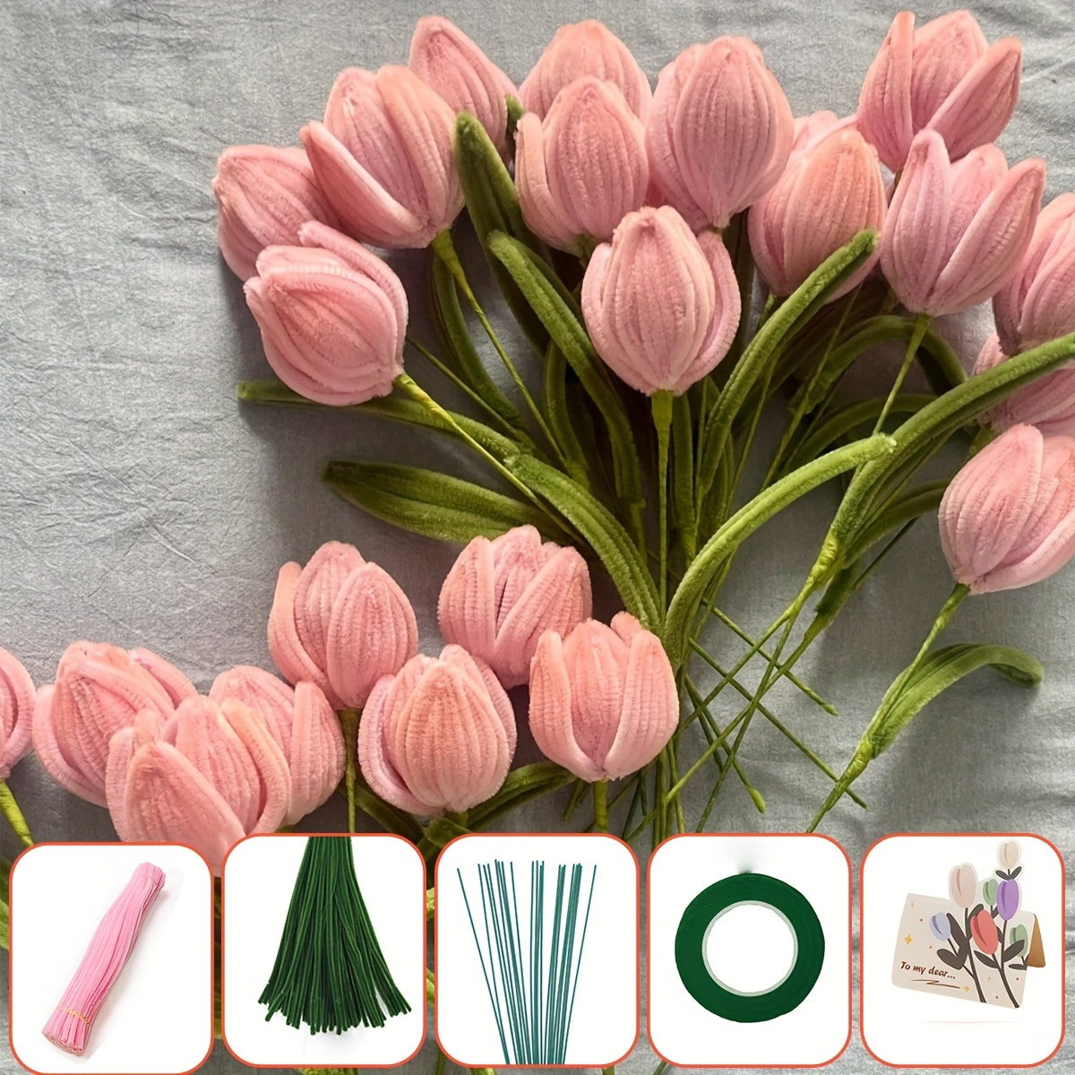 

172pcs Craft Kit With Diy Bouquet Tools - Includes & Army Cleaners, Tape, And Greeting Card - Beginners, Ideal Gift For Holidays