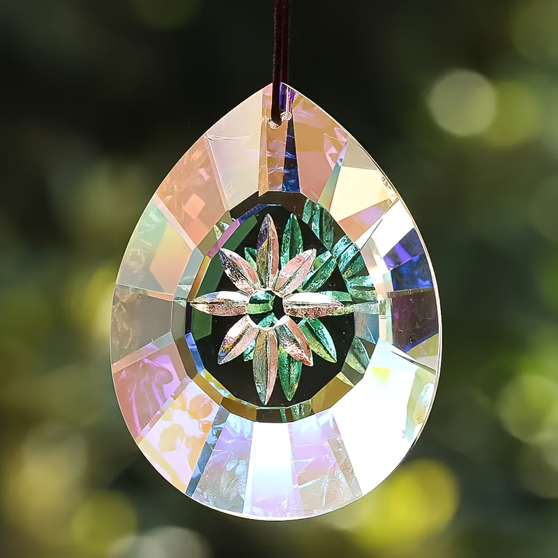 

Rainbow Sunflower Crystal Prism 2.95" - Sparkling Glass Suncatcher For Windows, Garden & Home Decor | Chandelier Pendant & Light