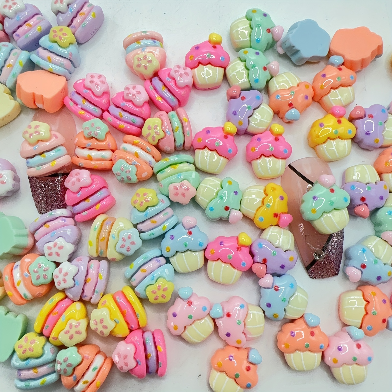 

50pcs Resin Candy Heart Cakenail Charms, Nail Art Accessories,nail Art Supplies For Women And Girls,nail Art Jewelry
