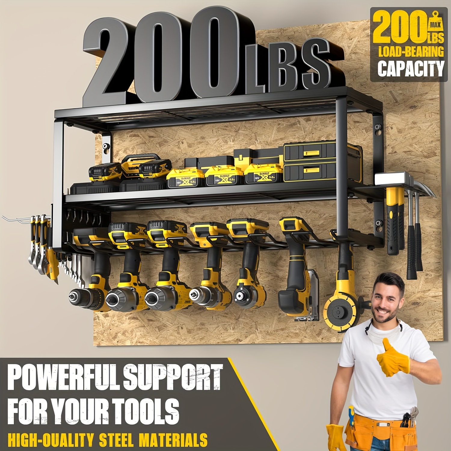 TEMU Heavy-duty Wall-mounted Tool Racks And Storage Racks, Heavy-duty Metal Tool Racks, Electric Tool Storage Racks, Wall-mounted Drill Racks For
