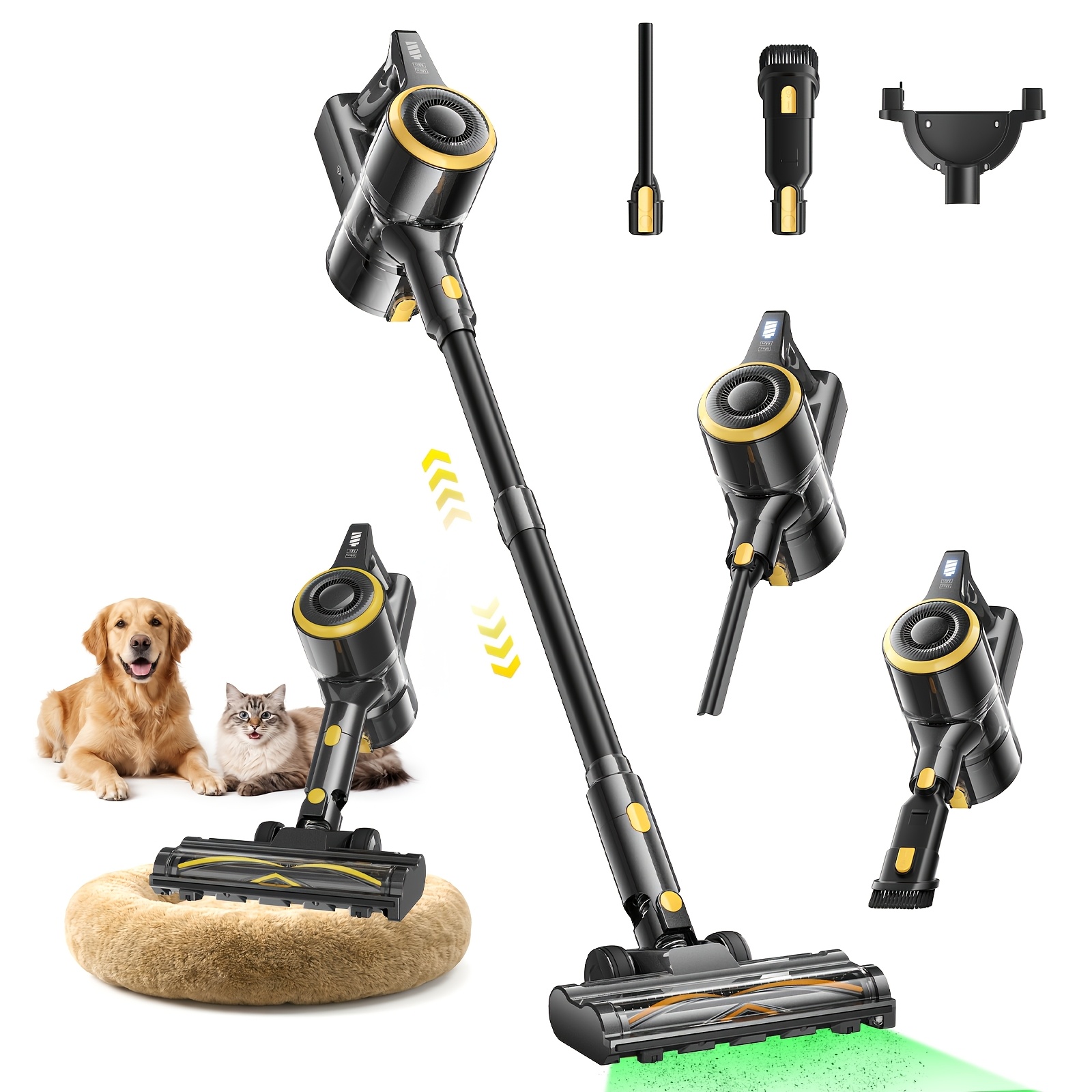 Lubluelu Cordless Vacuum Cleaner, 6-in-1 Lightweight Stick Vacuum With , 42kpa Powerful Suction, Rechargeable Cordless Vacuum For Carpet, Tile, Pet Hair, Hardwood Floors, Black