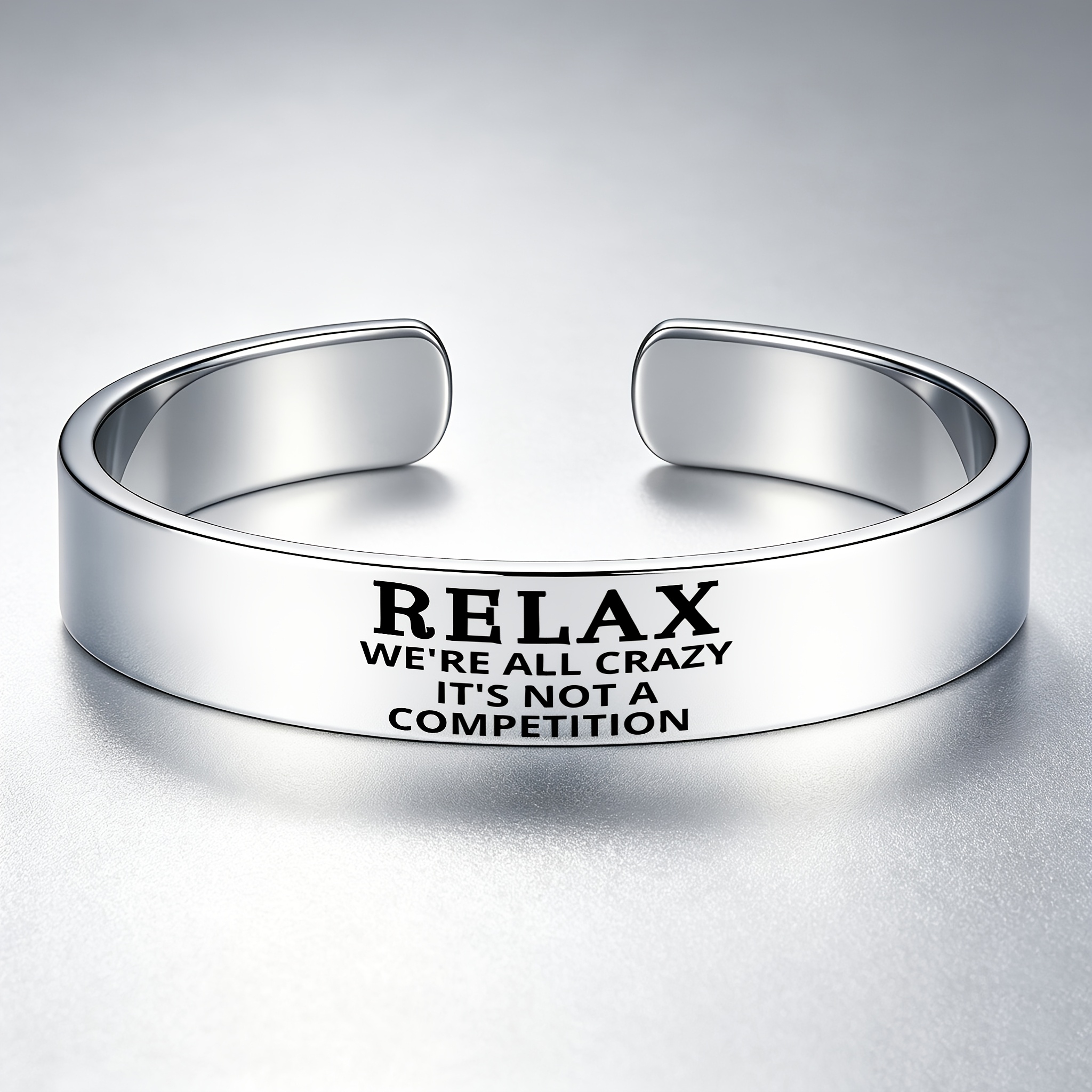 Sporty Style 304 Stainless Steel Open Bangle Bracelet