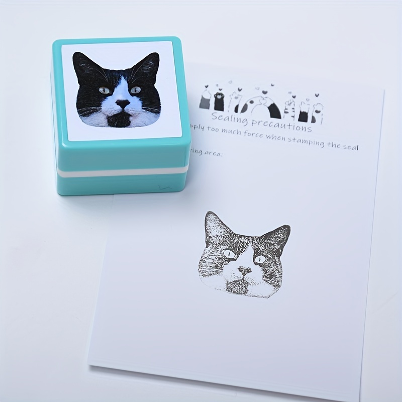 

Custom Pet Portrait Self-inking Stamp, Plastic, Square Shape, Personalized Pet Memorial, Birthday, Thanksgiving, Christmas Gift, Office Supplies, Seal, No Text