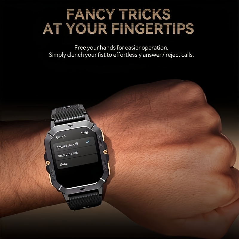 5.13 cm Full Screen Touch Smart Watch for Men with AI Voice, 100+ Sports Modes, Sleep, Step, Calorie, Pressure Monitoring, Calls And SMS Alerts, Sports Watch Smart Band for iPhone/Andriod
