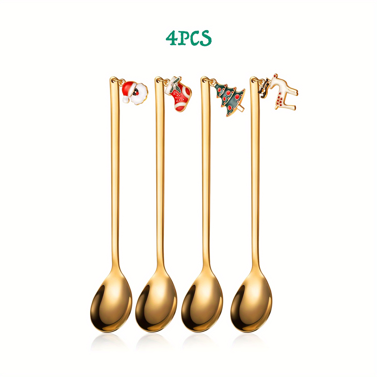 Image of 4pcs Cute Christmas Coffee Spoon, Festive Tea Spoon, Fine Stainless Steel Stirring Spoon For Hot Chocolate/ice Cream/dessert, Nice Gift For Christmas/thanksgiving/new Year, Kitchen/table Decor
