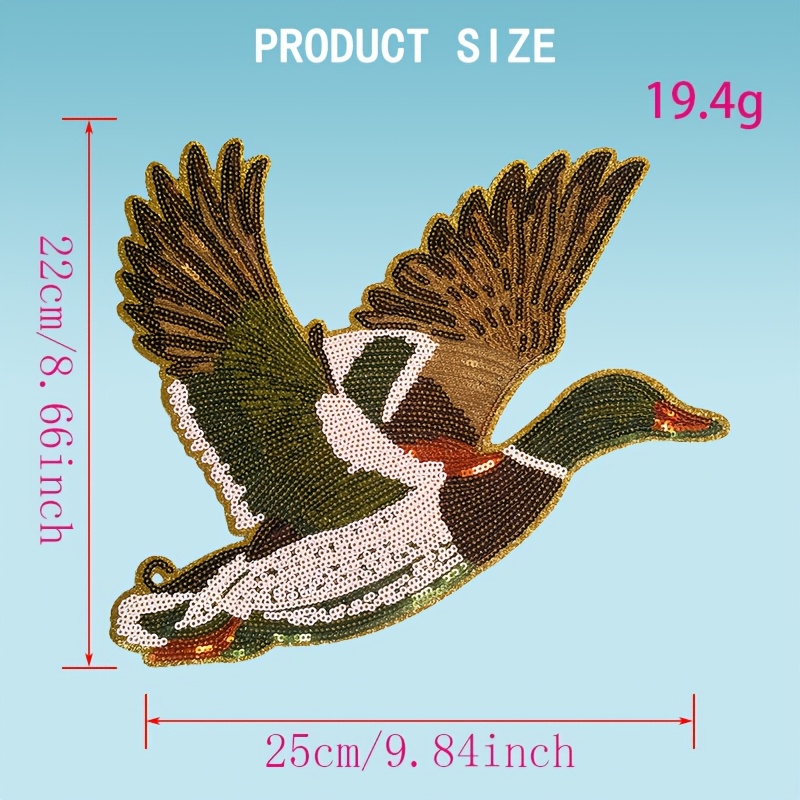 TEMU Large & Duck Embroidery Patch, Sequin Embroidered Applique, Self-adhesive Iron-on Patch Decorative Embroidered Sticker For Clothing, Bags And