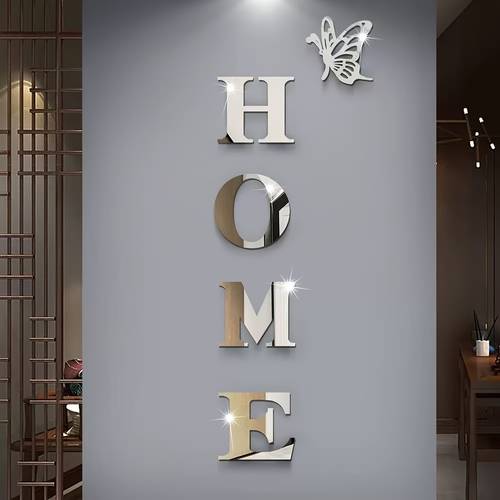 home logo english letter mirror wall stickers acrylic self removable wall stickers decor