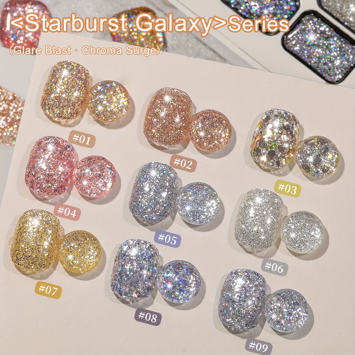 Image of Nine-grid Solid Gel - Trendy Glitter Solid Gel In A 9-grid Format, High- Colors With Shiny , Fashionable Salon Led Nail Art Gel, Sparkle, For Women's