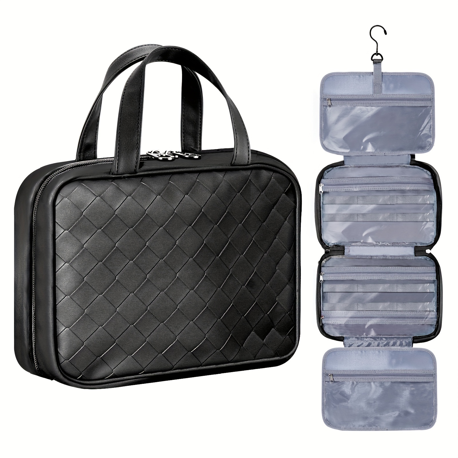 

Multi-functional Travel Toiletries Bag Organized To Hold Toiletries, Cosmetics, With Hooks And Waterproof Material Design, Full-size Container