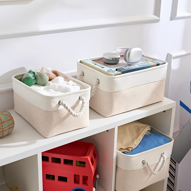 TEMU Storage Box With Handle, Storage Basket For Shelf Organization And Desktop Storage, Portable - Item No.: Fy20467/a1111-pcssckk, Shelf Baskets