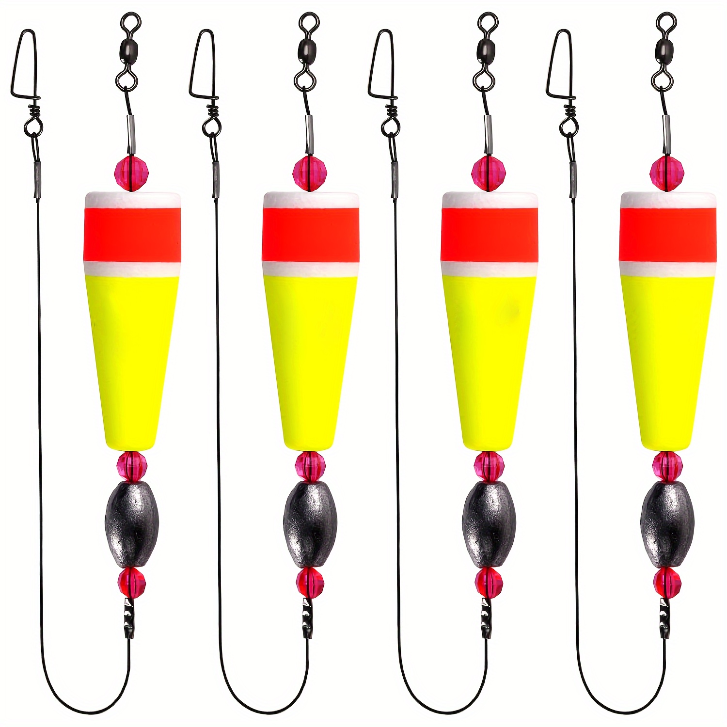 

4-pack Line Floats For Surf Fishing - Foam Bobbers With Rattle, Ideal For Fishing - Yellow, Without Battery