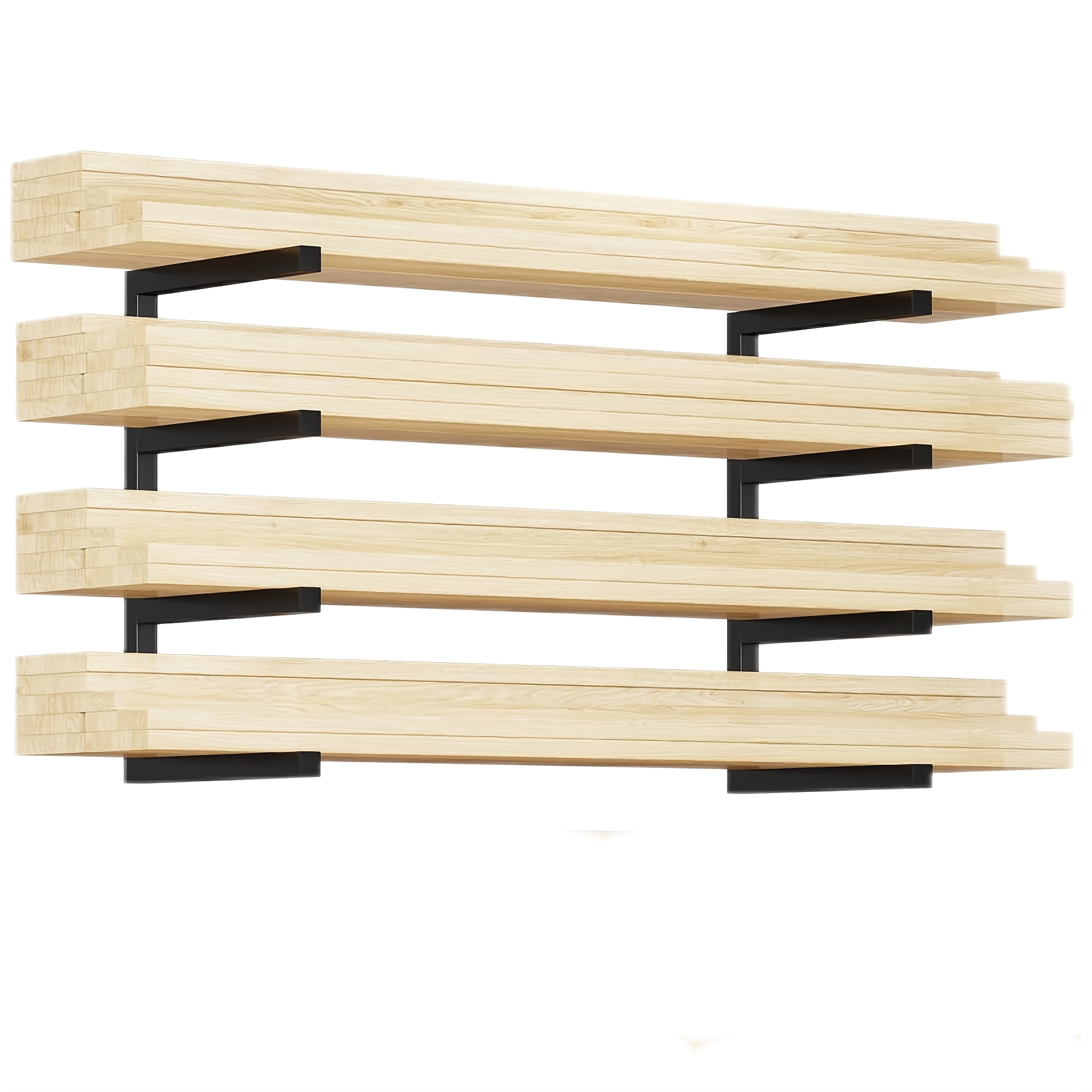TEMU Étagère de Rangement Murale Robuste en Acier à 4 Niveaux pour Bois avec Étagères Organisatrices en Bois - Capacité 1600, Convient pour Abri, ,