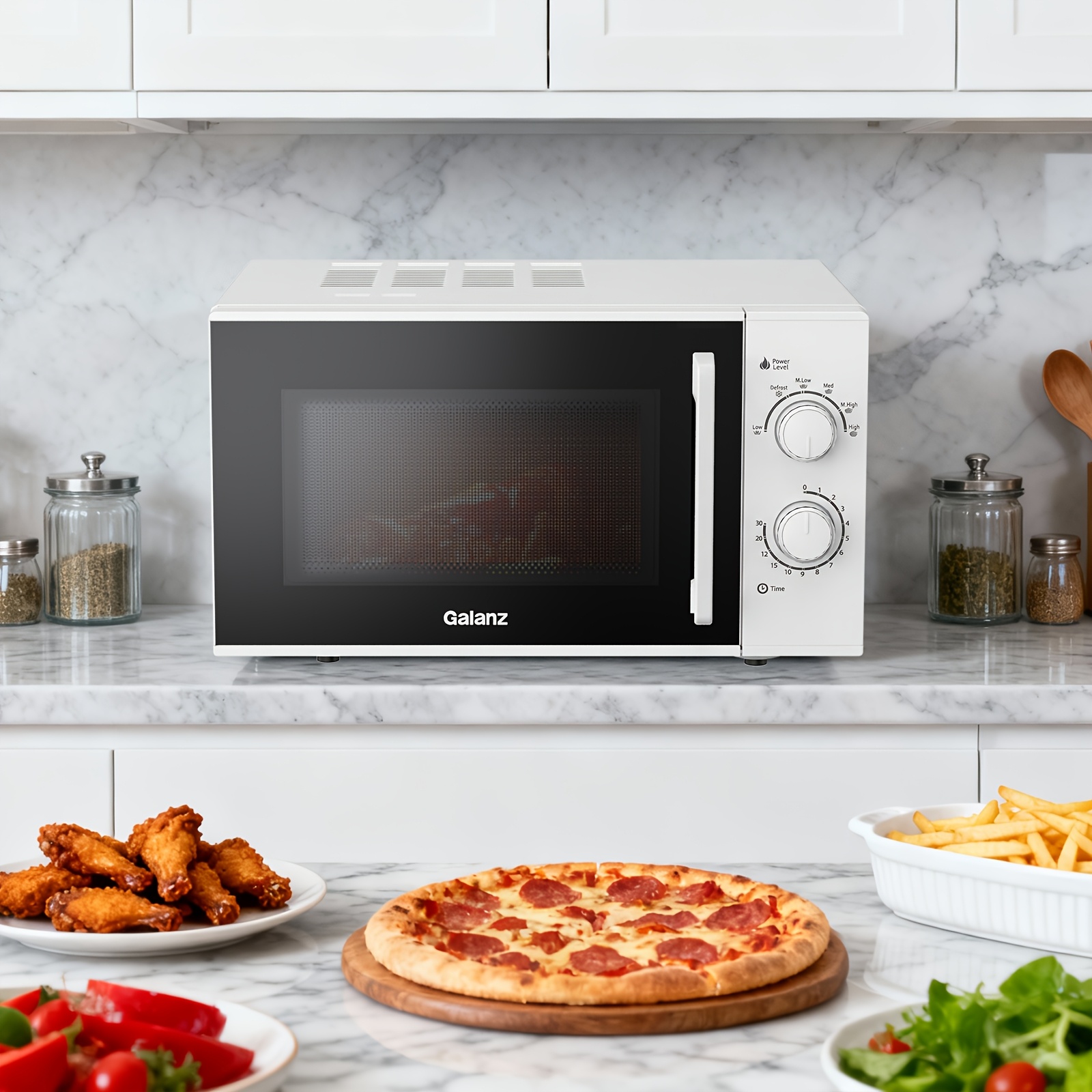 Galanz Minimalist White/ Galanz Mechanical Microwave Oven, 25-liter Large-capacity , Six- Microwave Oven, Quick Defrosting, Uniform Heating, Household Multi-functional Appliances