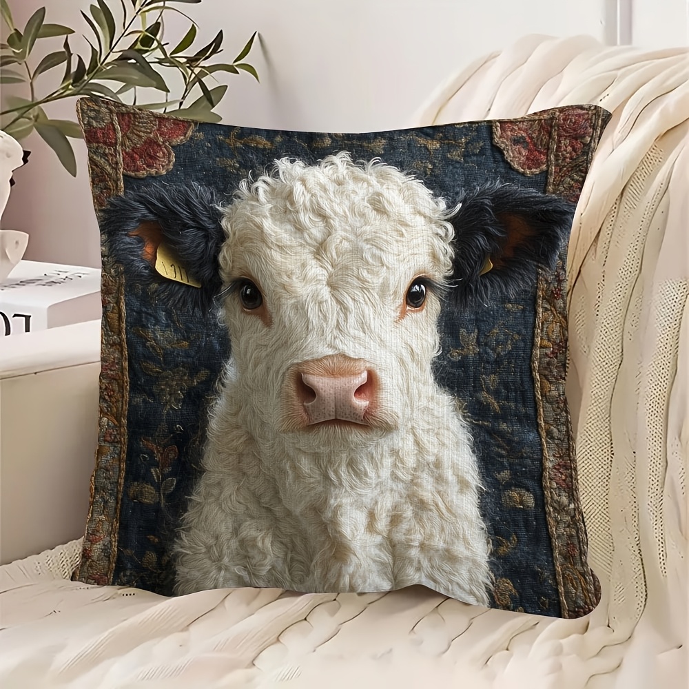 

Two-sided Belted Cow Decorative Pillow Cover, 18x18 Inch - Ideal For Sofa, Chair, Bed, Car, Living Room, Office - Zip Closure, Hand Wash Only, Polyester