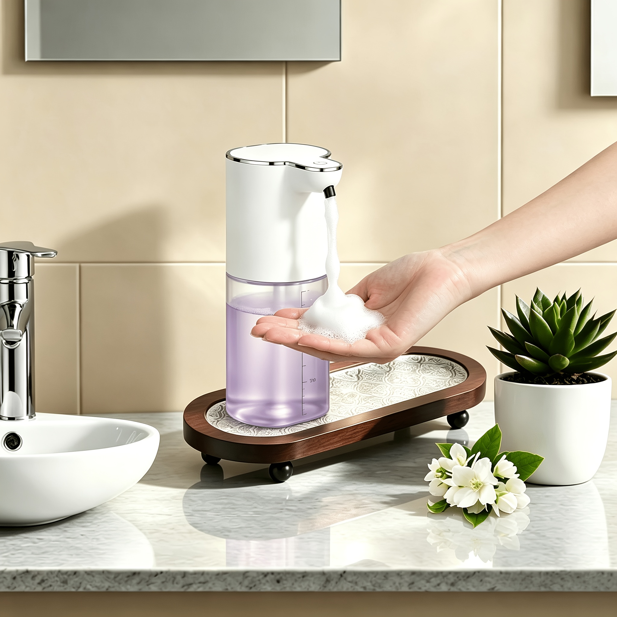 Image of 1pc Soap Dispenser Automatic For Kitchen And Bathroom, Electric Soap Dispenser, With Wall Mount Rechargeable, 400ml, Adjustable Hand Soap Dispenser With Sensor