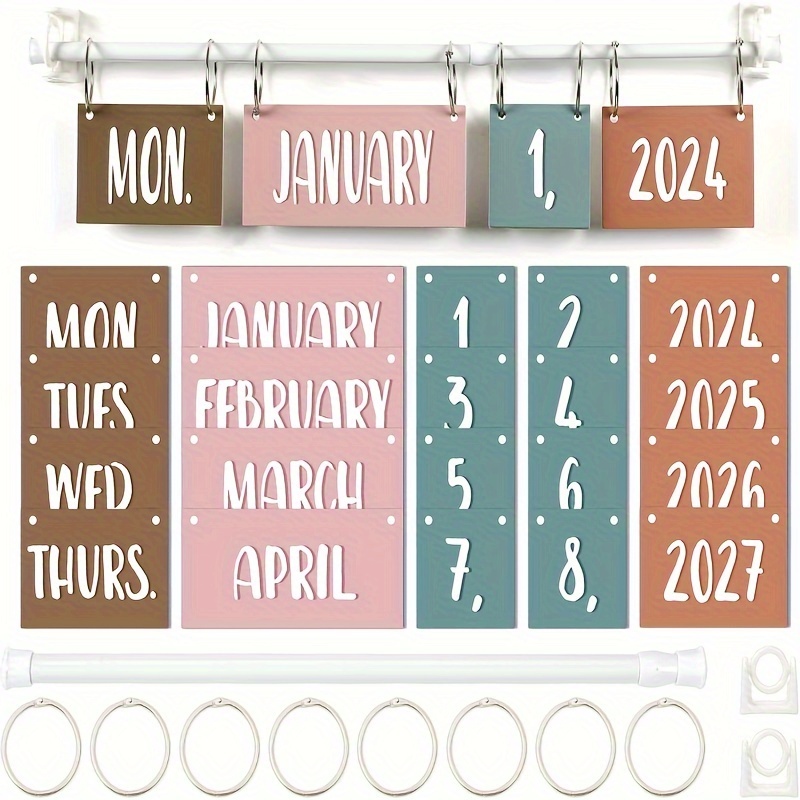 

Bohemian Classroom Calendar Set With Easy Installation - Reusable Monthly & Cards For School Bulletin Board Decor