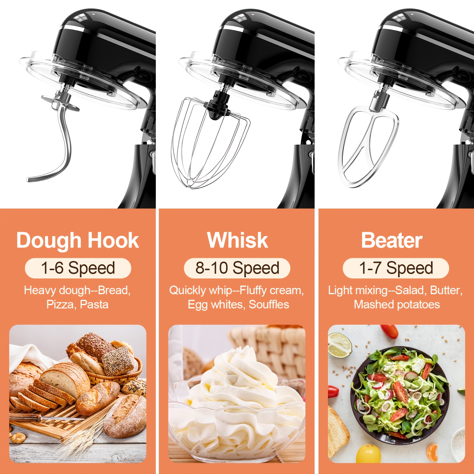 1200W 10-Speed 3-IN-1 Electric Stand Mixer