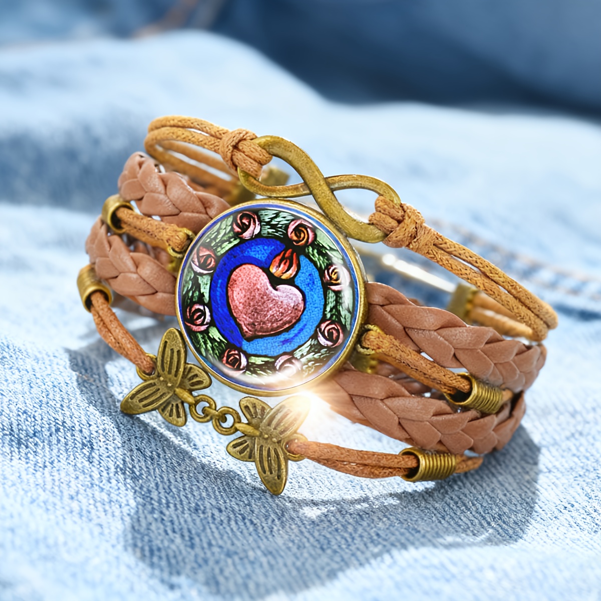 Vintage Embossed Hollow-Out Butterfly Woven Bracelet, Unique Design
