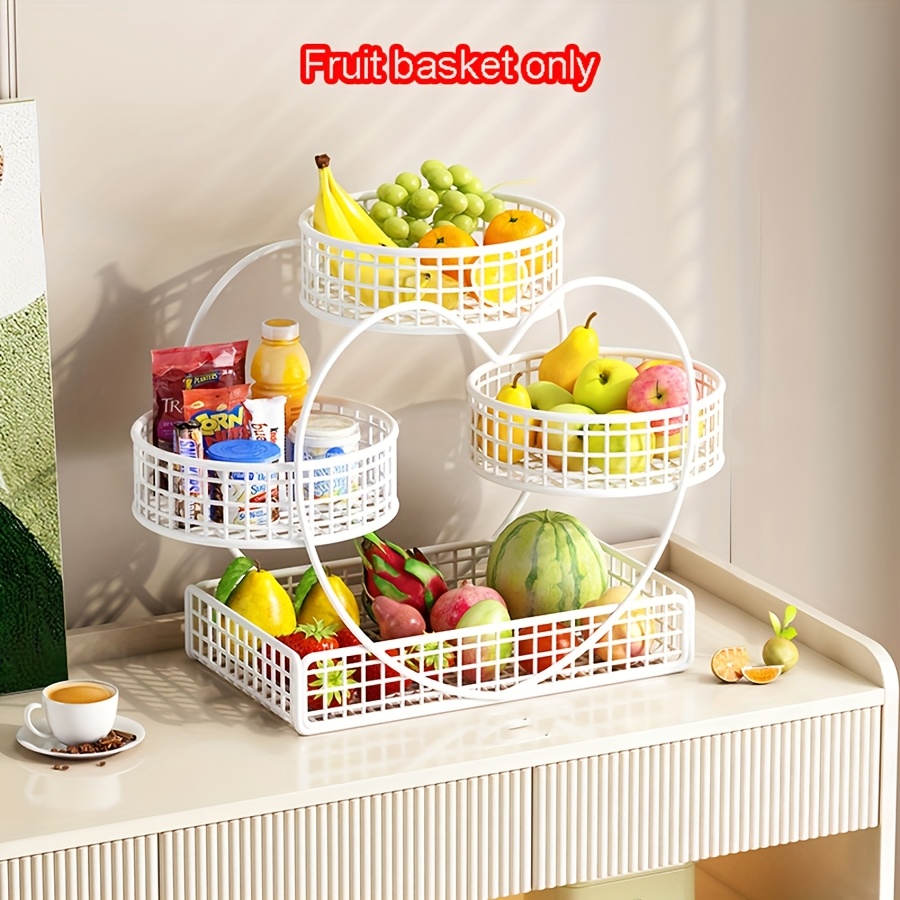TEMU 1pc Heart Shaped 3 Tier Fruit Basket, Countertop Fruit Vegetable Basket Bowl, Suitable For Bread Snack Vegetable Fruit, Cupcake Candy Display