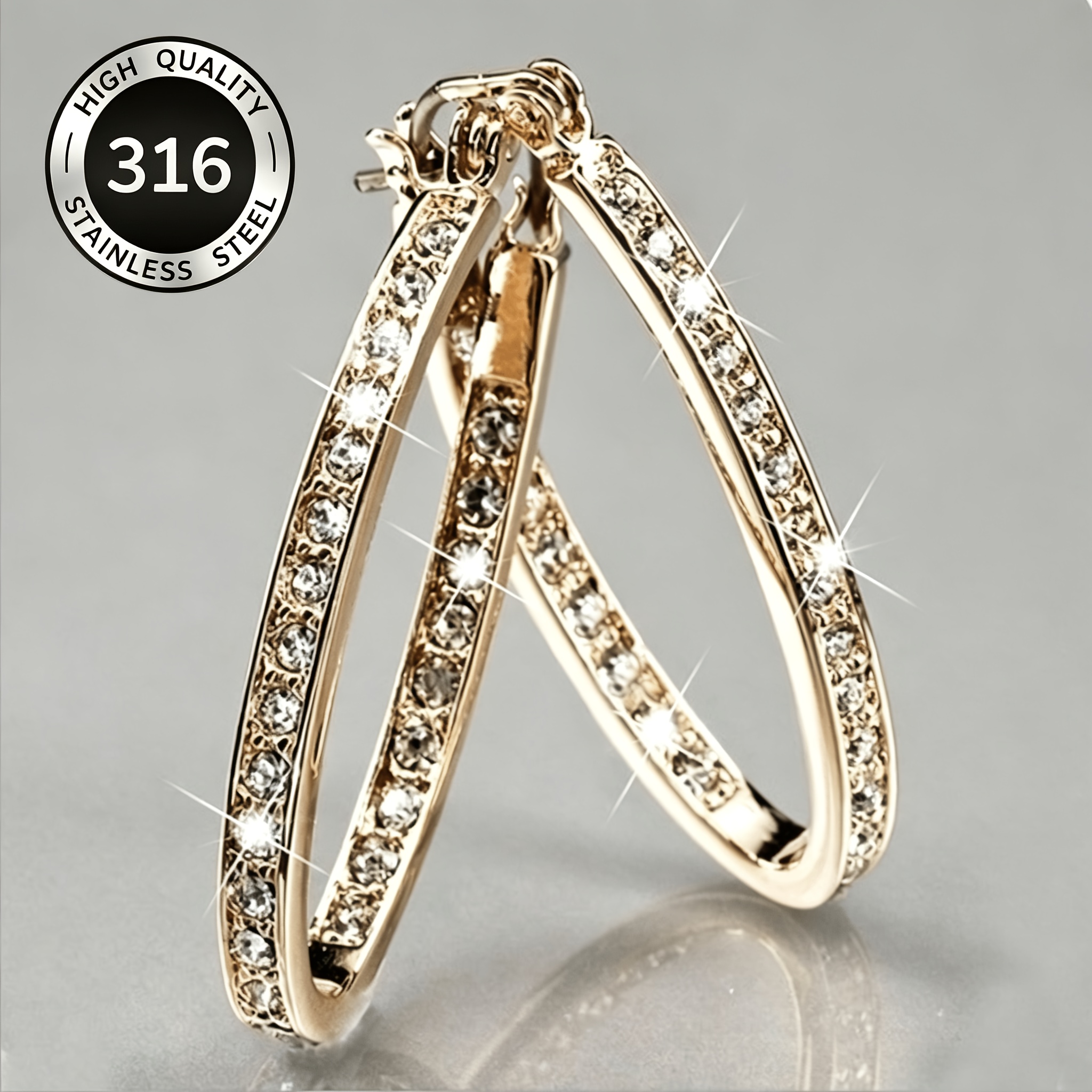 TEMU A Pair Of Steel, Minimalist, Large Hoop Earrings, Stylish And Elegant, Women' , And Suitable For Wearing At Banquets And On Holidays