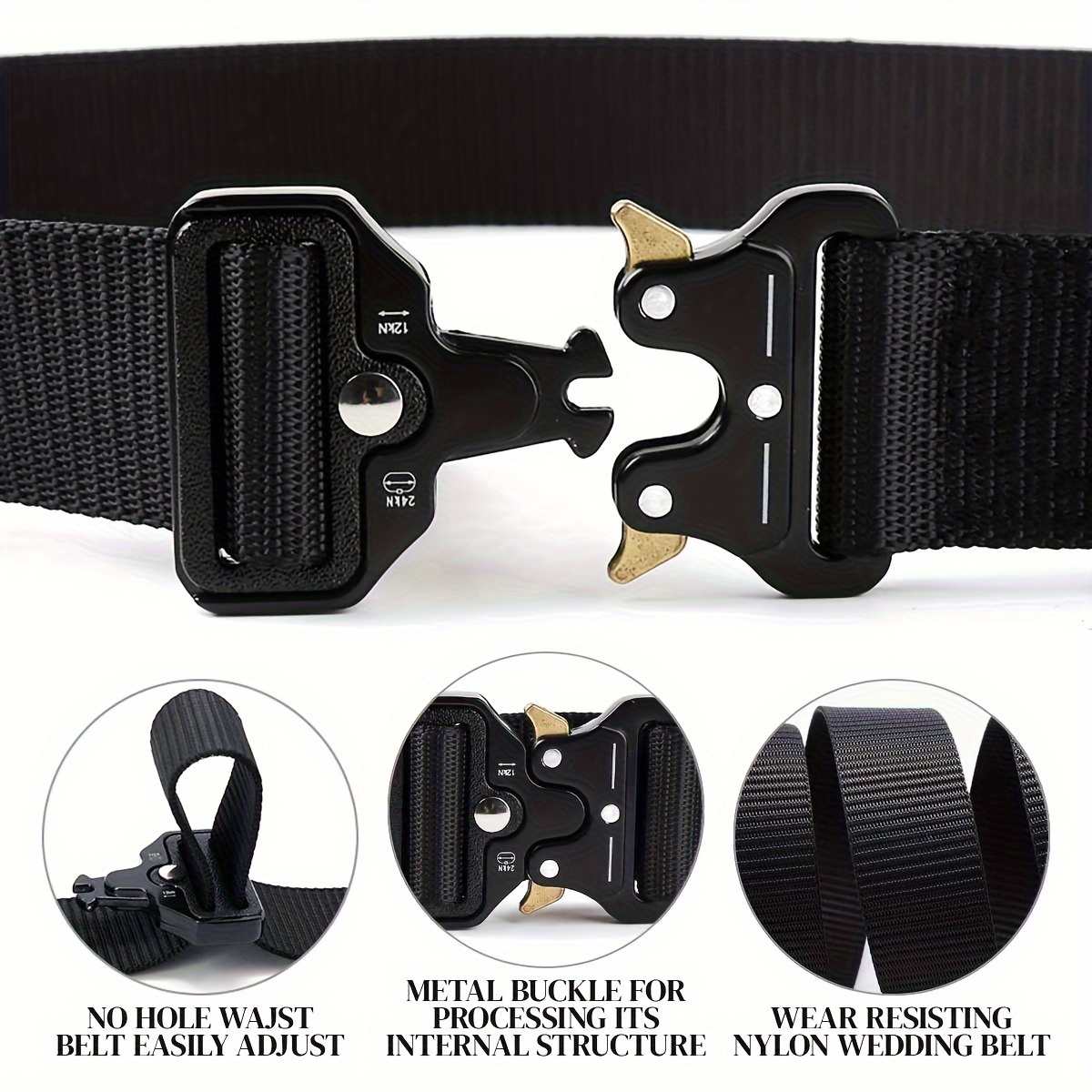 

Adjustable Webbing Belt With Quick Release Metal Buckle, Unisex Belt, Perfect For Hunting And Outdoor Activities