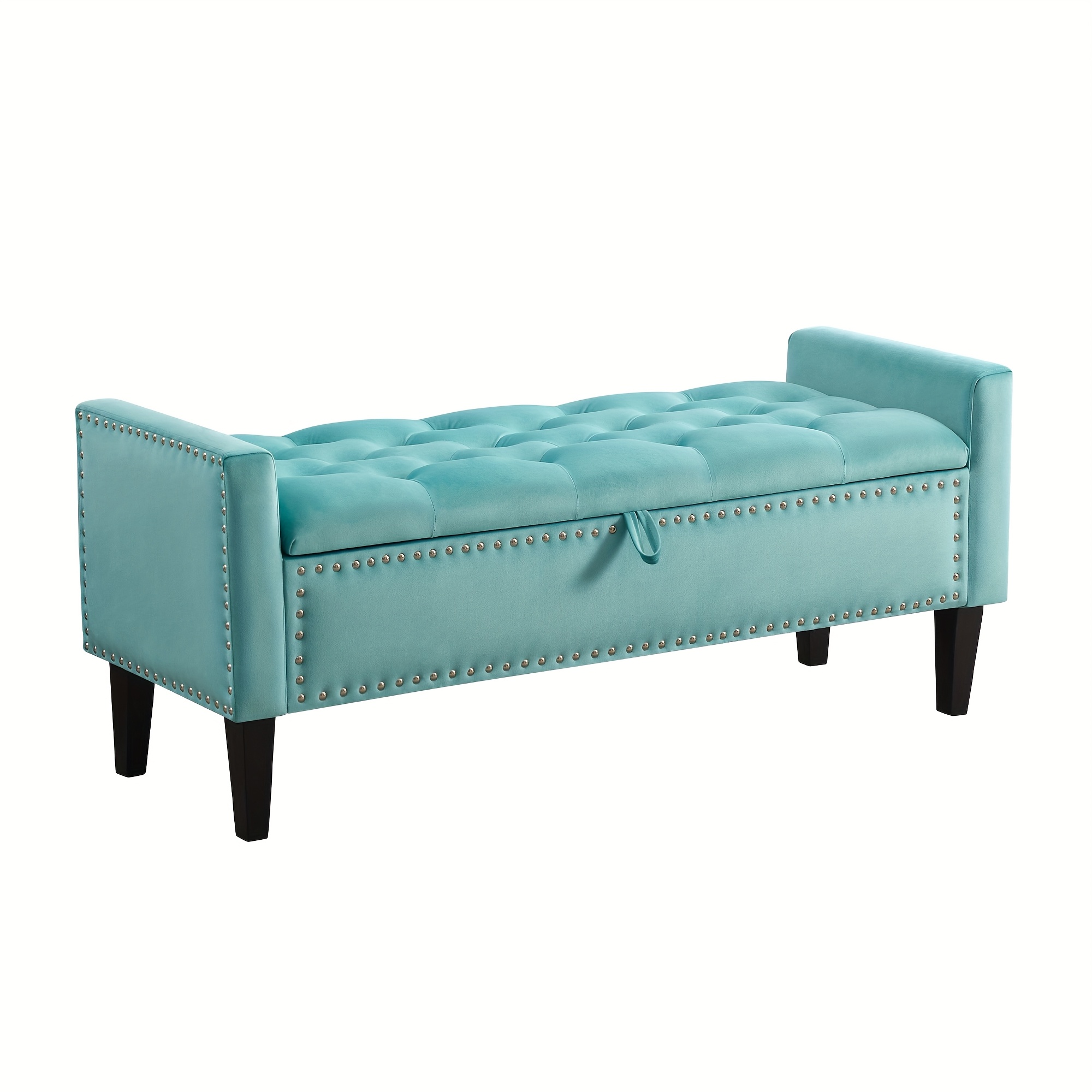 Velvet Storage Bench with Arms