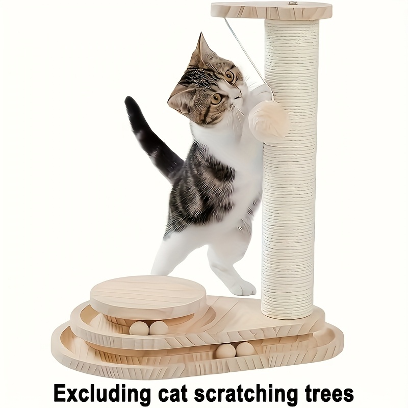 

Rustic Wood Cat Tree Accessories Set, Plush Pompom Hanging Rope, Diy Mat, Small Size, No Battery Needed, With Indoor/outdoor Cat Toy Attachments For All Breed Sizes