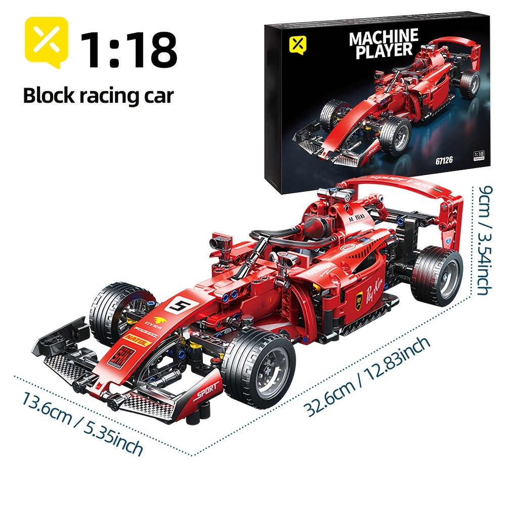 1163 stuks Rode Formule Race Bouwblokken Schaal 1:10! Modulaire bouwblokken