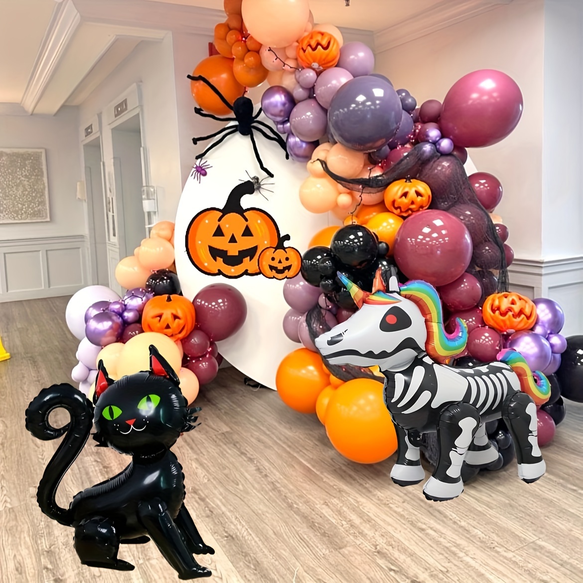 

Halloween Foil Balloons 1pc/2pcs 4d Halloween Balloons, Extra Large Black Cat Unicorn Aluminum Foil Balloons, Halloween Party Decoration Supplies