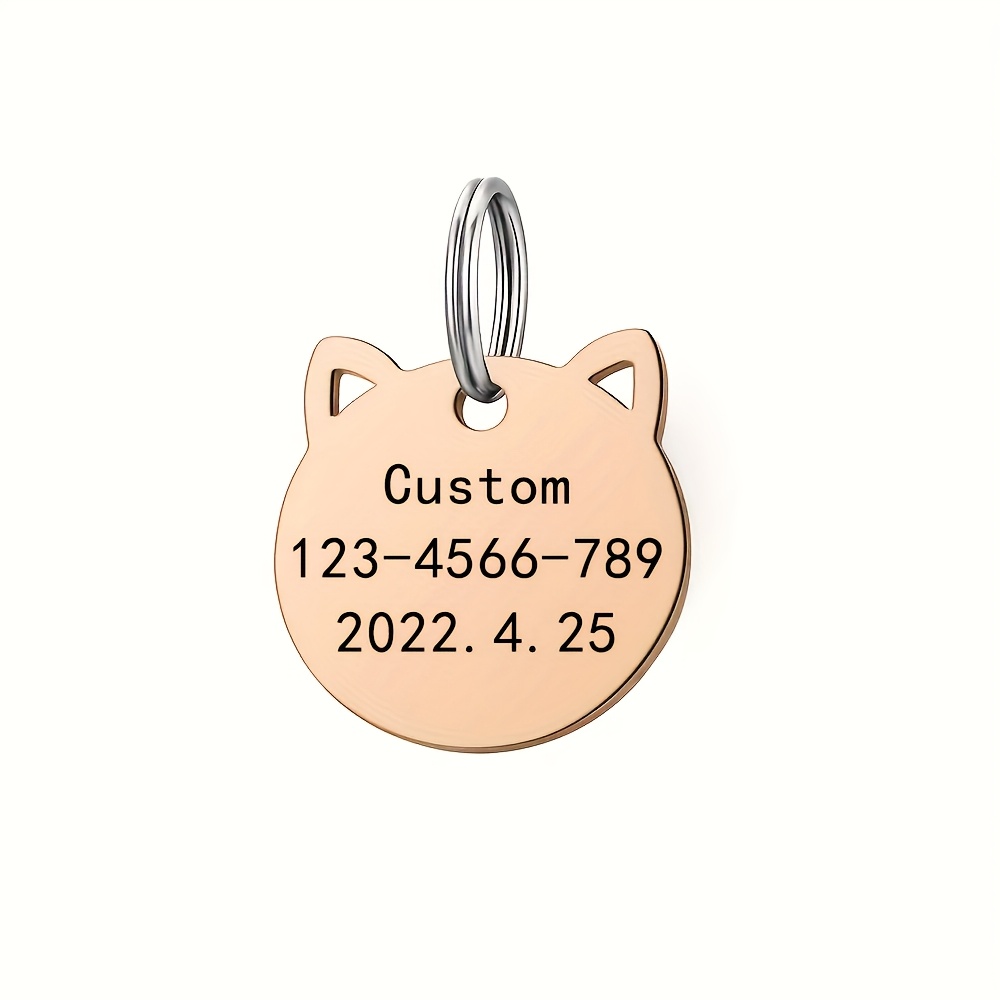 TEMU 1pc, Custom Pet Id Tag Engraved Name Phone Stainless Tag Laser Engraved Pet Anti-lost Tag Diy Engraved Optional Durable Pet Id Tag