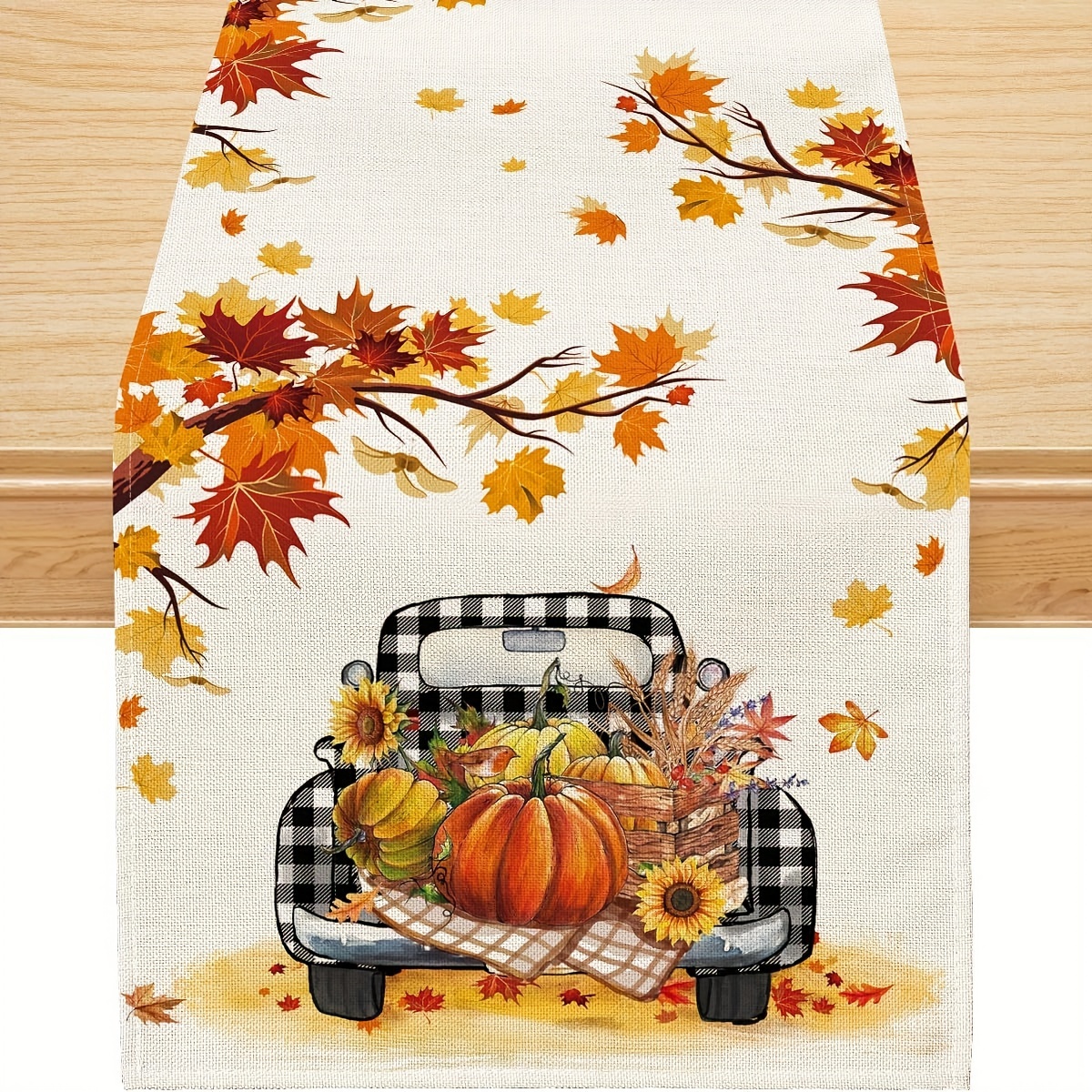 Fall Table Runner 13x36 Inch - Football Pumpkin Seasonal Autumn Thanksgiving Home Decor