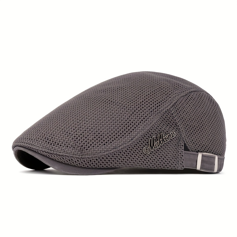 TEMU Sombrero de para hombre, y transpirable de malla - Gorra retro estilo British News con revestimiento de PVC, correa ajustable, 100 % poliéster,
