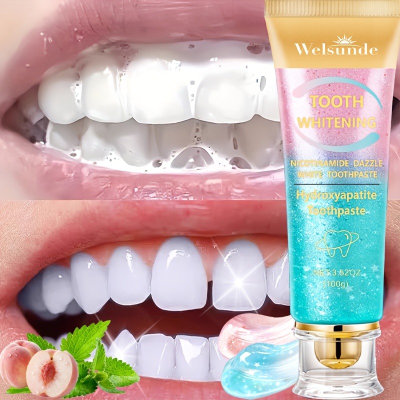 pasta de dente com nicotinamida clareadora e hidroxiapatita, limpeza, remoção de manchas, hálito  ,   frutada para dentes   e   de  , escove os dentes para um visual mais  ,     e não irritante, adequada  , presente de   bucal, tamanho de