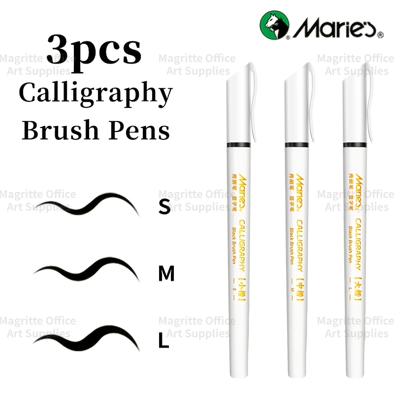 Marie's 3/6pcs Calligraphy Pens Set, Black Brush Pens For Writing, Art Drawing, Sketching, Journaling, For Adults And Amateur Enthusiasts, Makes A Gift For Birthdays, New Year, Valentine's Day