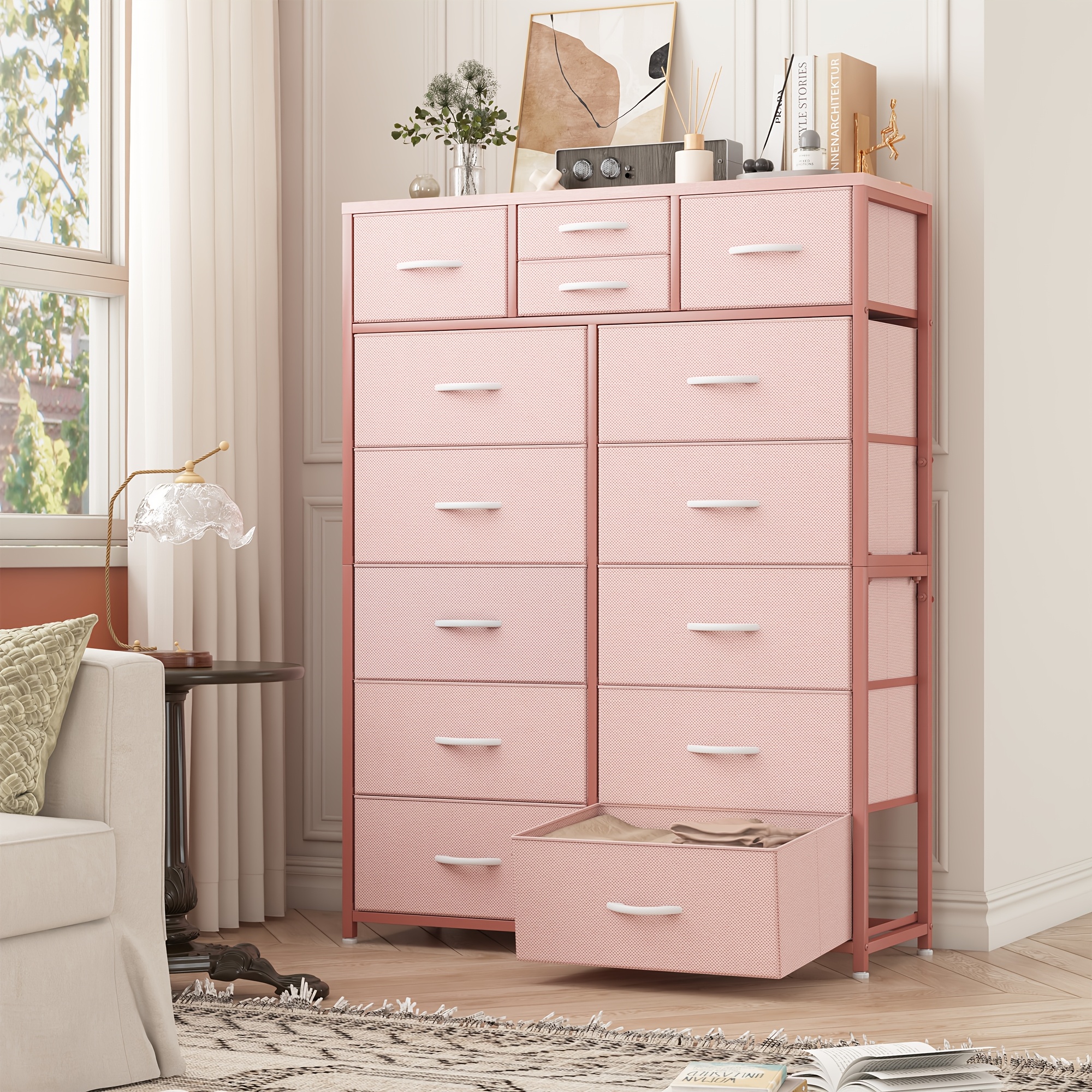 tall fabric dresser sold on Temu United States