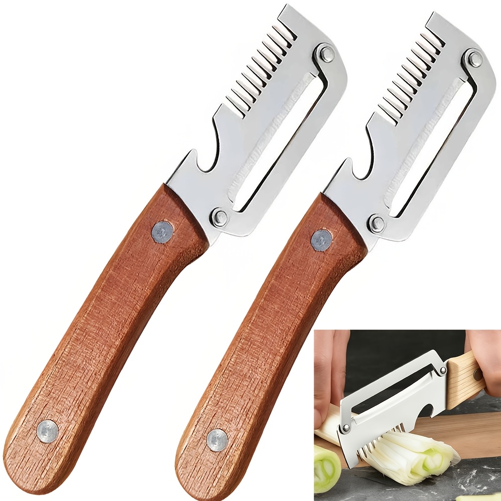 TEMU 木製ハンドル付き ステンレス製ピーラー＆スライサー 2点セット あらゆる種類の果物や野菜に最適 多機能皮むき器・野菜スライサー 家庭用・業務用に最適