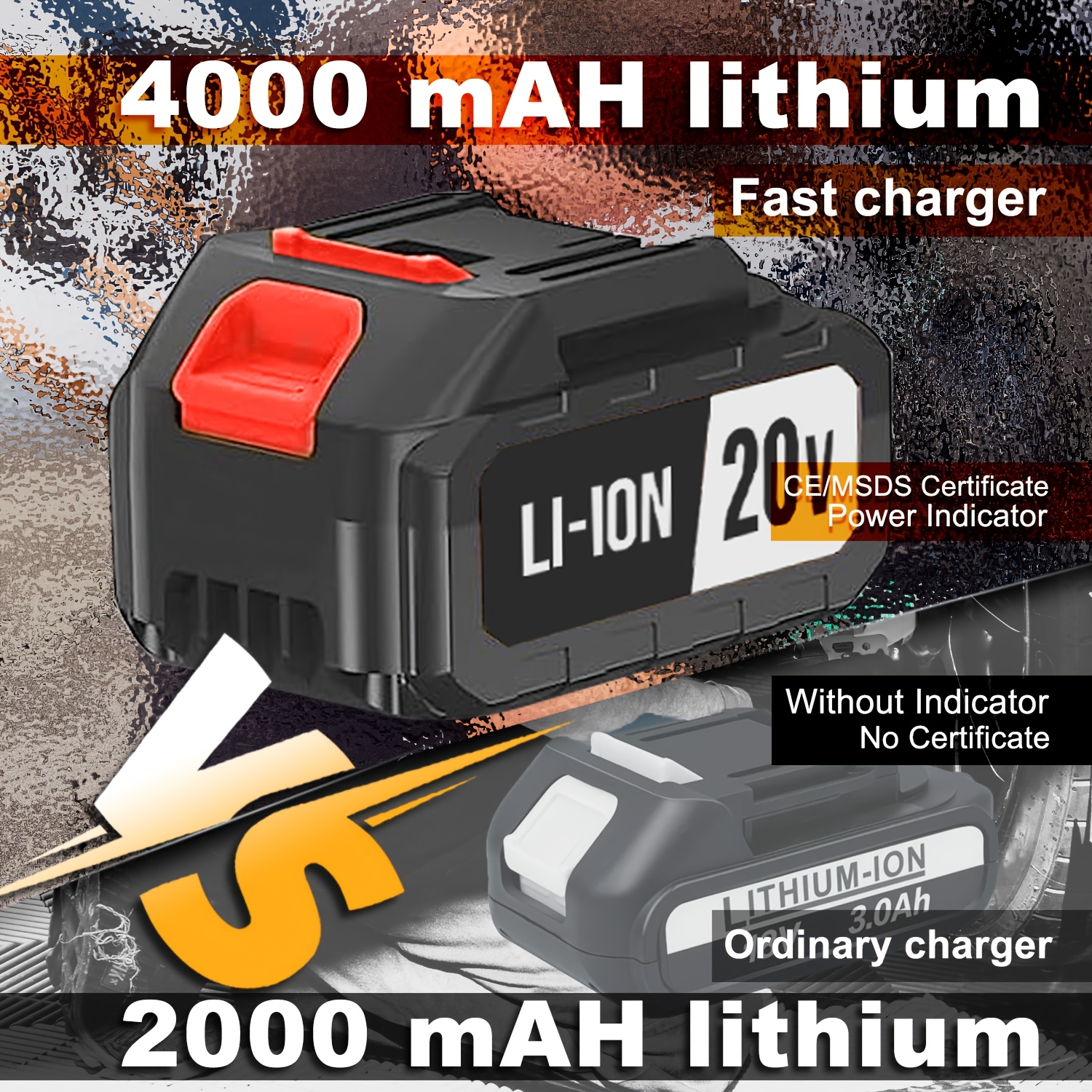 20v 4000mah cordless impact wrench drill set 3 in 1