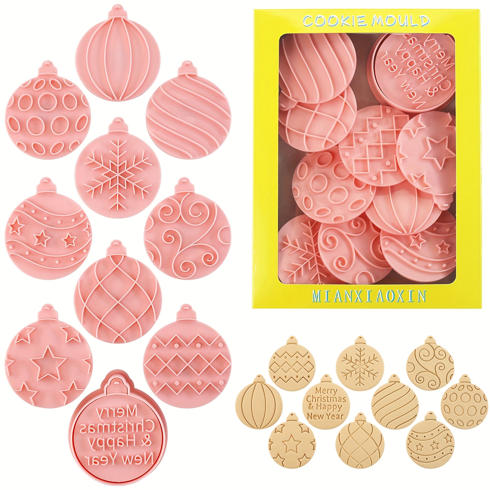 Image of Set Of 10 Cookie Cutters Featuring A Christmas Theme, Including Molds For Baking Festive Ball-shaped, Perfect For And Parties