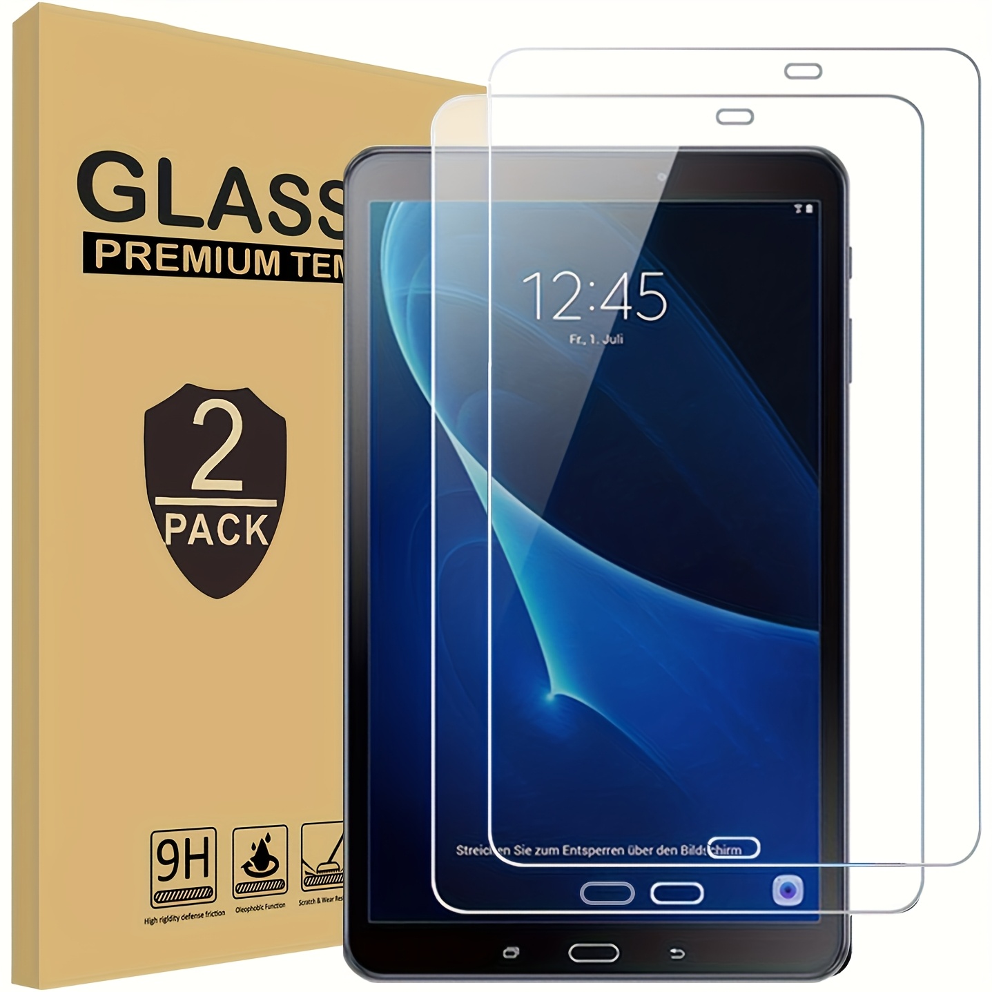 TEMU Lot de 2 protections d'écran en verre trempé 9H, pour for A7 10,4 pouces, 9H, transparente, - de doigts, -reflets, résistante aux rayures